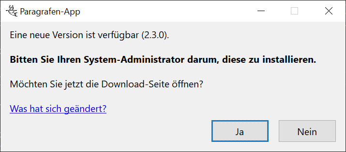 Update-Hinweis bei eingeschränkter Umgebung